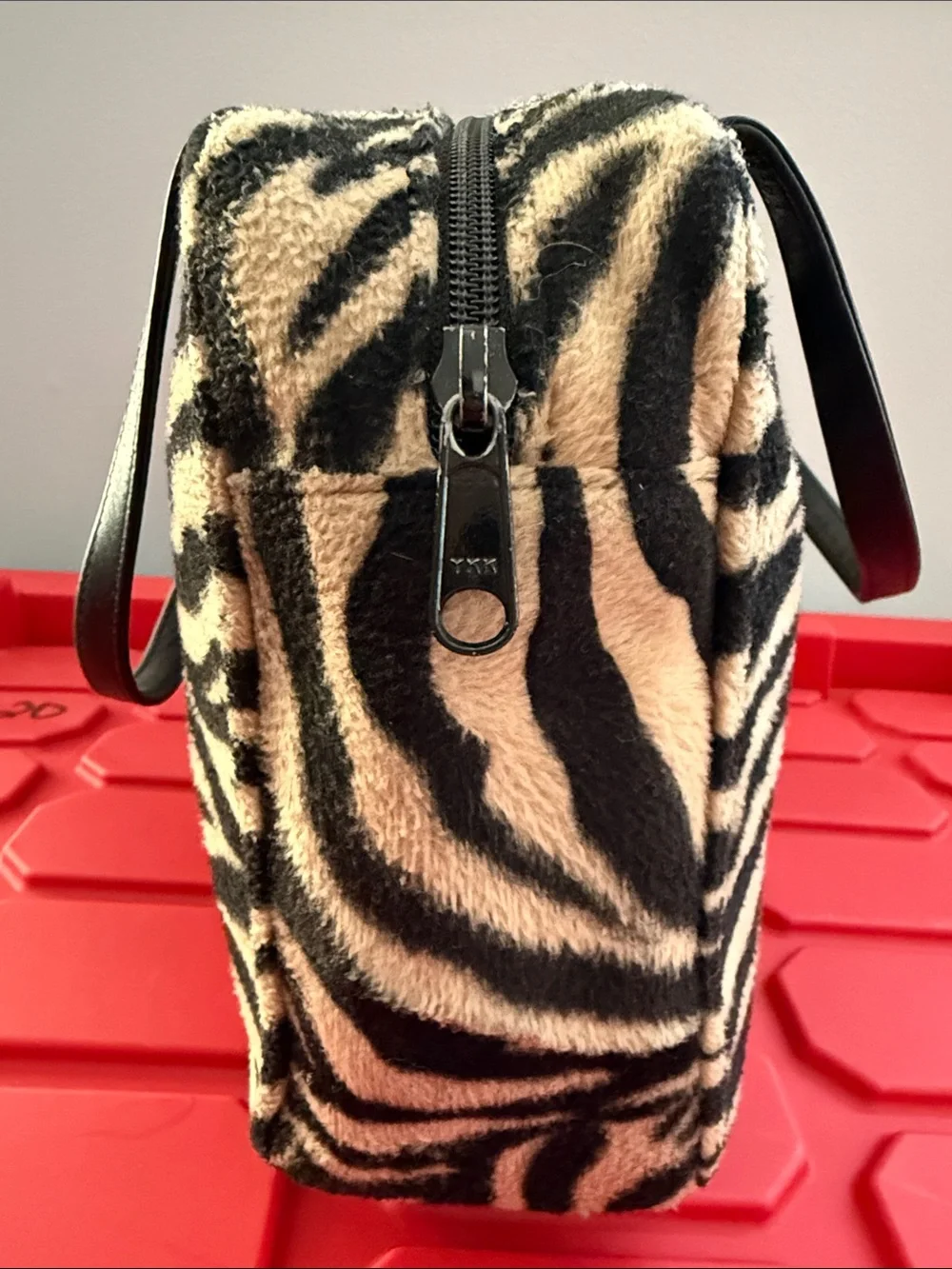 Vintage kate spade Zebra-Print Faux Fur Bag - Black & Cream